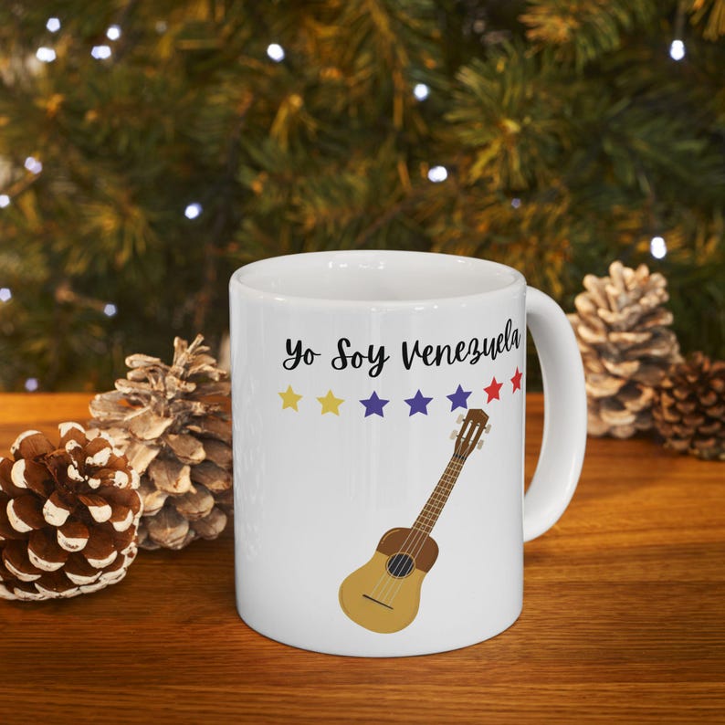 Taza Personalizada con Diseño de Venezuela de Siete Estrellas Tricolor y el Cuatro Venezolano Venezuelan Mug, Souvenir, B'day Gift, for Her image 8