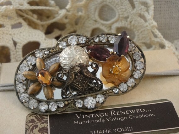 Vintage Rhinestone Belt Buckle Brooch: Recycled Jewelry Pin  display picture 3