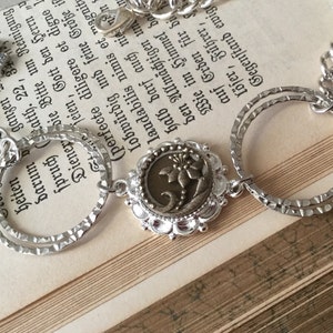 Silver Bracelet  , Antique Button Bracelet , Victorian Jewelry  , Floral Elegant Bracelet , Vintage Weddings