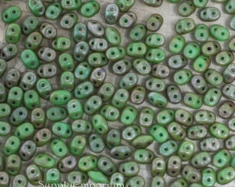 M5005, MATTE CHRYSOLITE, Superduo, 2 hole, 2.5x5mm green sd-35 Kumihimo lime Beadweaving,
