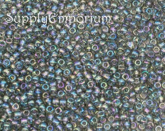 11//0 Toho Treasures Glass Seed Beads #176-Trans-Rainbow Black Diamond 5 grams