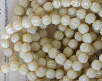 25 Ivory with Mercury Finish Czech Glass Cactus Flower Beads 9mm