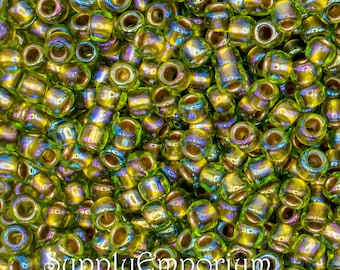 Transparent-Rainbow Dk Peridot TOHO Round Seed Beads All Sizes #164B