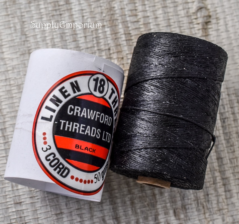 6177 Black 3 Ply Waxed Irish Linen Thread 10 or 25 Yards 3 Etsy