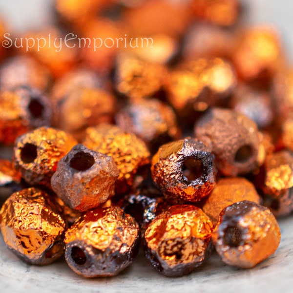 Fire Polished Round Bead, Czech Glass Etched Crystal Sunset Full 4mm Firepolish Faceted Round Beads, 3159, 50 Beads