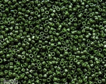 DB663 - 11/0 Miyuki Delica Seed Beads Dyed Opaque Olive - 5 Grams - Delica DB-663 Dyed Opaque Olive