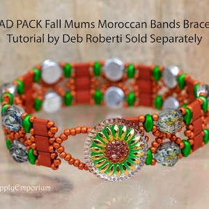 Bracelet Bead Pack, Bead Weaving, DIY Jewelry Supply, Fall Mums Moroccan Bands Bracelet Bead Pack BB263