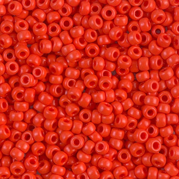 8/0 Opaque Vermilion Red Miyuki Seed Beads - 8-407 Vermilion Red - Miyuki 8/0 Vermilion Red Seed Beads, 5304 (15g)