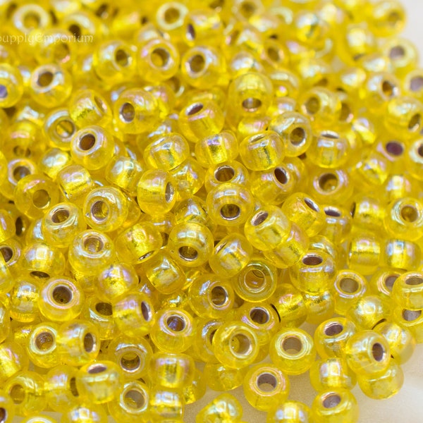 Miyuki Seed Bead - Glass Beads - 6/0 Miyuki Silver Lined Yellow AB Seed Beads Miyuki 6-1006 - 16 Grams - (484R)