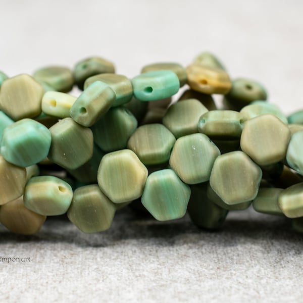 5683R (30), Czech 6mm Matte Hodge Seafoam Honeycomb Beads