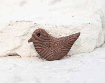 Clay Pendant - Bird Bead - Polymer Clay Charm - Polymer Clay Bird Bead - CLAY 4460 (1 Bead)