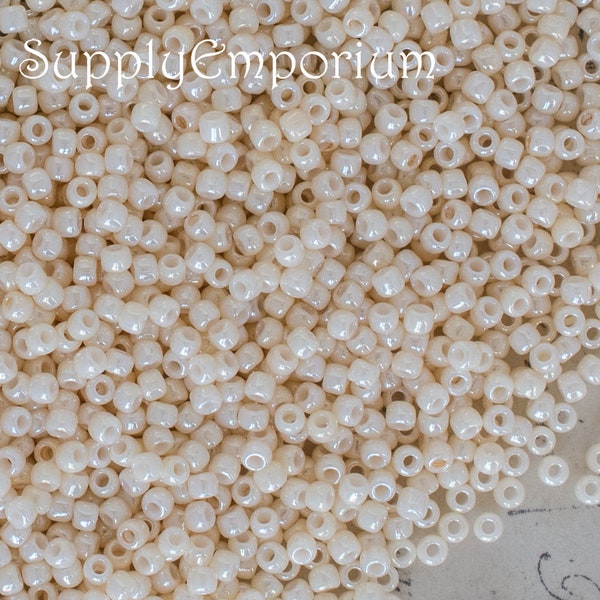 15/0 Toho Opaque Light Beige Luster Seed Bead, Toho 15-123 Light Beige Luster Seed Bead, 2688R  (5g)