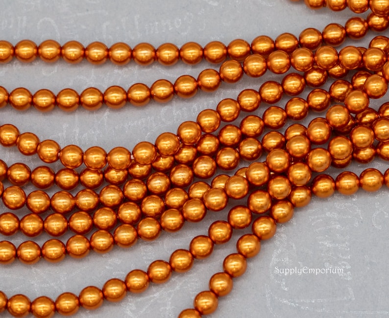 3283 120 4mm Burnt Orange Czech Glass Pearl Beads Burnt image 3