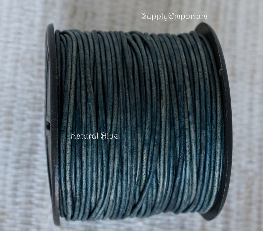 Natural Blue #4 5mm Natural Blue Round Leather Cord Premium Quality 5mm Round Leather Cord LCR5