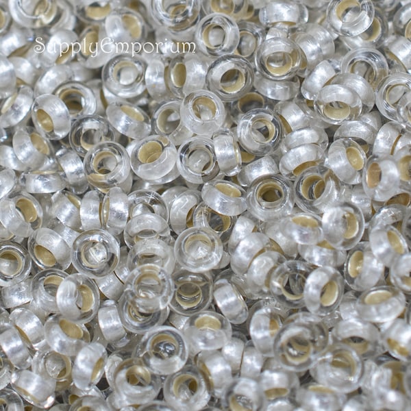 6058, 8/0 Toho PermaFinish Silver Lined Frosted Crystal DEMIROUND Seed Beads, 5 Grams, Toho 8-PF21F, Perma Finish Frosted Crystal