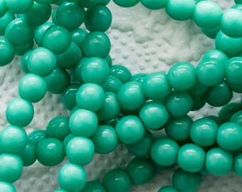 4mm Czech Opaque Turquoise Druk Beads, 4mm Turquoise Druk Round Beads, 4135  (50)