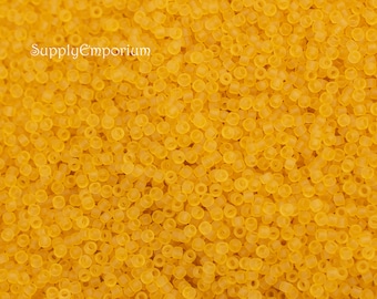 Seed Beads, Glass Bead, 15/0 Seed Bead, 5 Grams, Toho 15-264 Transparent Frost Light Topaz Toho 15/0 Round Seed Beads, 3944R