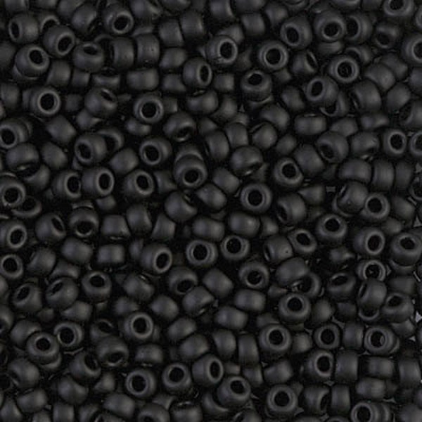 8/0 Miyuki Matte Black Seed Beads, Miyuki Color 8-401F, 3073  (15g)