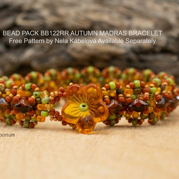 Bracelet Bead Pack, Beaded Bracelet Supplies, Bead Pack BB-122RR Autumn Madras Bracelet