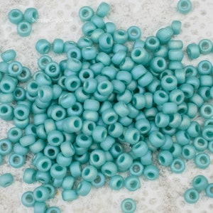 11/0 Miyuki Matte Opaque Turquoise Green Ab Seed Beads, Miyuki 11-412 Matte Turquoise Green AB Seed Bead, 3272R   (10 grams)