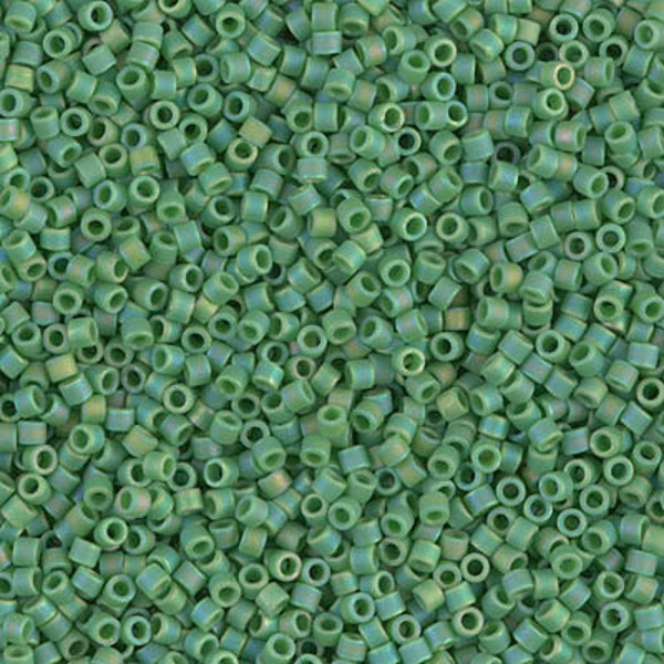 Delica DB-877 11/0 Miyuki Delica Seed Beads DB877 - Matte Opaque Green AB Delica 877 - 5 Grams - Delica DB-877, Delica 877