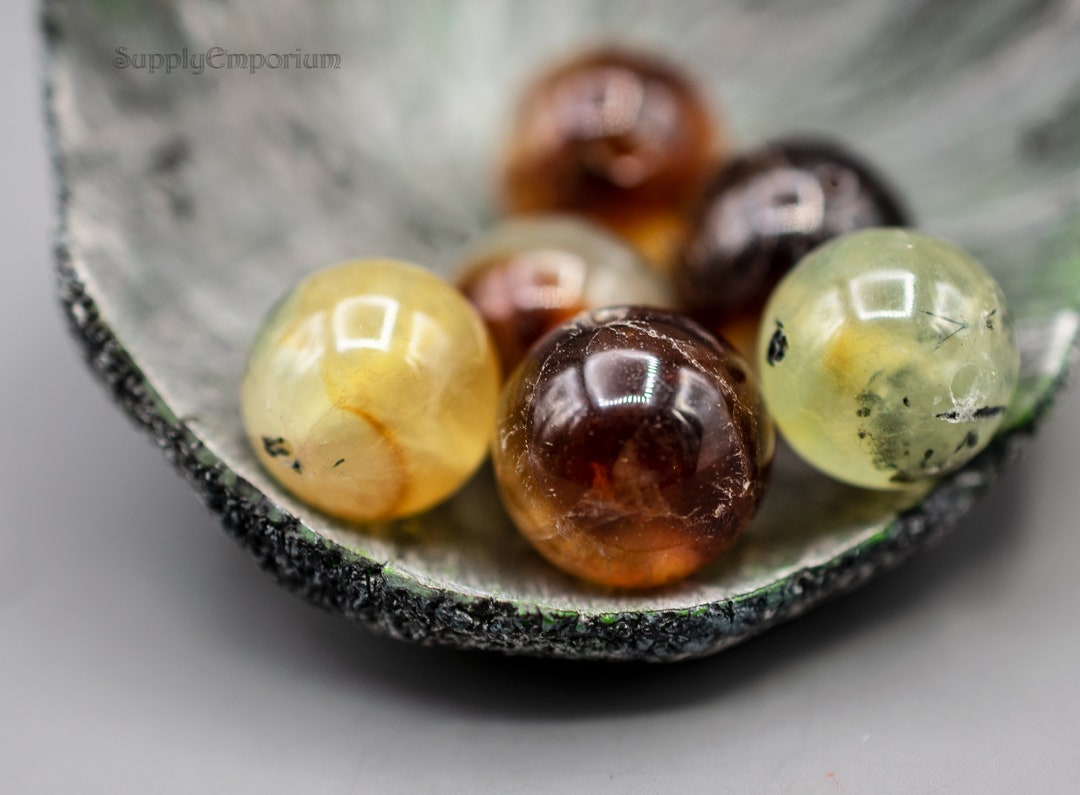 Czech Glass 12mm Green Yellow Mix Quartz Smooth Round Beads 12mm Round