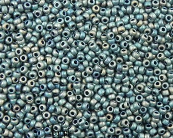 3240 - 15-2008 Matte Metallic Green Iris Miyuki 15/0 Seed Bead - 5 grams - Miyuki Color 15-2008 Matte Metallic Patina Iris 15/0