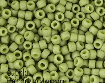 8/0 Honeydew Semi Glazed Toho Rocailles Seed Beads - Honeydew SemiGlazed Toho - Color 8-2602F - 1984 - (10 grams)