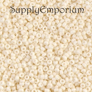 8/0 Miyuki Matte Opaque Cream Crystal Seed Beads - Cream Miyuki 8/0 Seed Beads,2300 (15g)