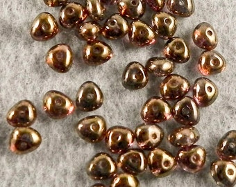 Brown Swirl Nugget Czech Pressed Glass Beads 8mm pack of 30