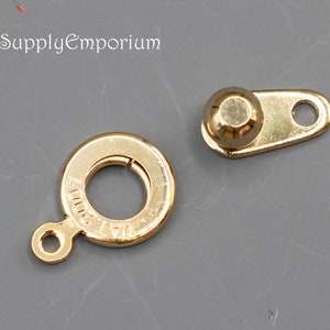 Patented 8mm Gold Plated Hitch Clasps - Gold Ball and Socket Clasp - Patented Snap Clasp, 2111F 6 Clasps