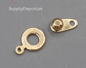 Patented 8mm Gold Plated Hitch Clasps - Gold Ball and Socket Clasp - Patented Snap Clasp, 2111F 6 Clasps