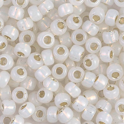 Perle de rocaille Miyuki ronde avec opale doublée d'or 5/0, Perles Miyuki 5/0 d'opale doublée d'or, 5685 (16 g)