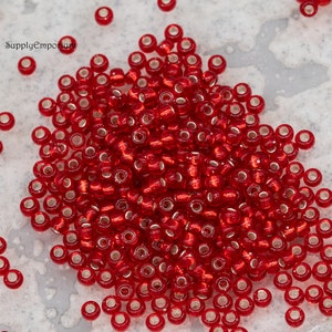 11-10, Miyuki 22g Silver Lined Flame Red 11-10, Miyuki 22g Silver Lined Flame Red
