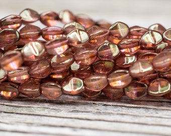 5834R, Czech 5mm x 3mm Luster Rose Gold Topaz Pinch Bead, Luster  Pinch Bead, 50 Beads