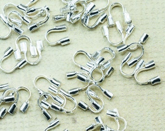 3595F (50)   - Shiny Silver Plated Wire Protectors - Silver Wire Guards - Silver Plated Wire Guardians