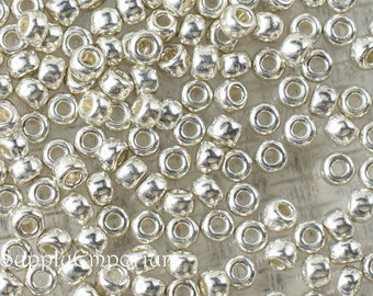 8/0 Galvanized Silver Miyuki Seed Beads - 8/0 Miyuki Silver Seed Beads - Miyuki 8-1051 Galvanized Silver, 1992  (10g)