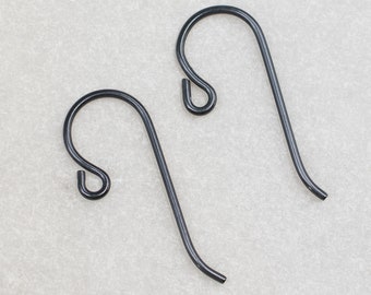 6873F TierraCast 22mm 20 Gauge Niobium Black Ear Wire with Small Loop, 2 Pairs (4 Pieces)