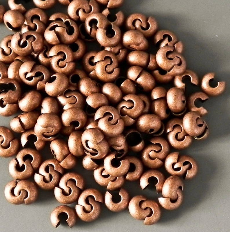 F 1024 5mm Antique Copper Plated Crimp Cover 36 pieces 5mm Copper Crimp Bead Cover 5mm Copper Crimp Bead Cover image 1