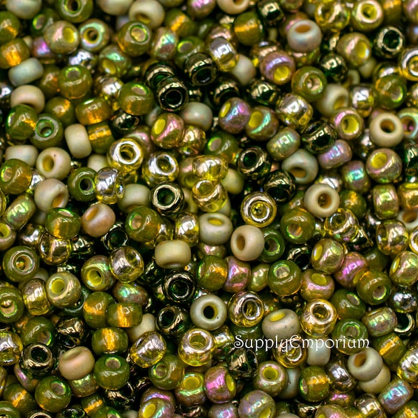 Exclusive 6/0 Golden Olives Miyuki Seed Bead Mix, Golden Olives 6/0 Bead Mix from SupplyEmporium, 6990  (15g)