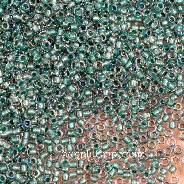 15/0 Toho Teal Lined Crystal Rainbow Seed Beads - Toho 15-264 Round Seed Beads - (5 grams) 6369R