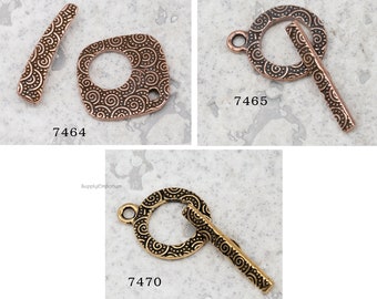 TierraCast Pewter Bar and Toggle Clasp in YOUR CHOICE of Style and Finish