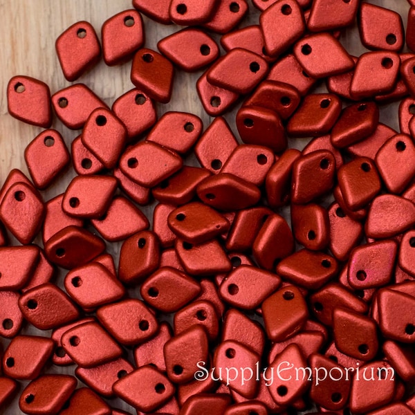 Czech 1.5x5mm Lava Red Dragon Scale Beads - Lava Red 5mm Dragonscale Beads - 6037 (5g)