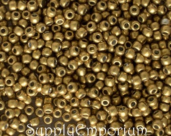 Seed Beads, 8/0 Beads, Glass Bead, Toho Seed Beads, 15 Grams, Spicy Mustard Metallic Seed Beads, 4763