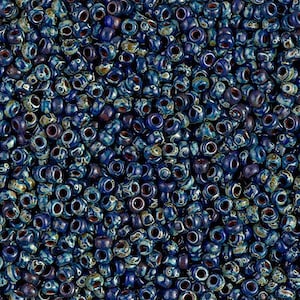 4853 (15g) - 8/0 Miyuki Opaque Cobalt Picasso Seed Beads - Miyuki Opaque Cobalt Picasso 8-4518 Seed Beads