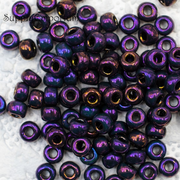 6/0 Miyuki Metallic Bronze Eggplant Iris Seed Beads - 6-469 Miyuki Metallic Bronze Eggplant Iris, 7022 (10g)