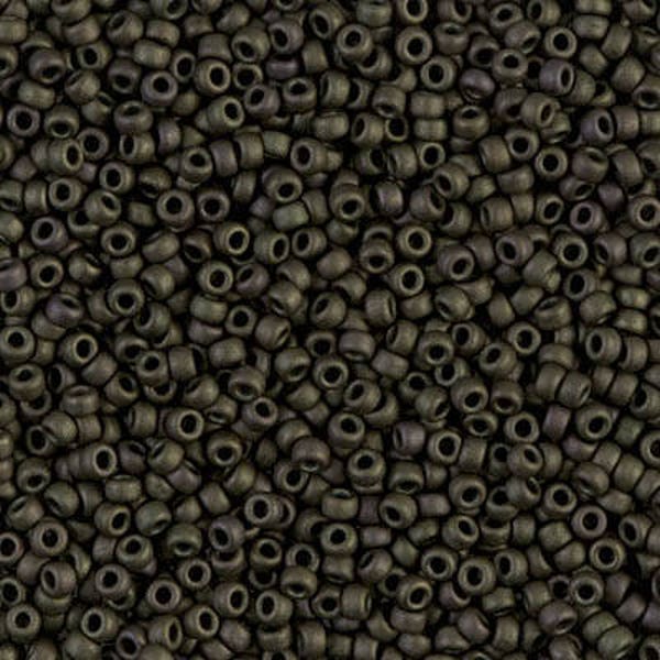 11/0 Miyuki Seed Bead - Miyuki 11-2015 Matte Metallic Dark Olive Round Seed Bead - 1012 (10g)