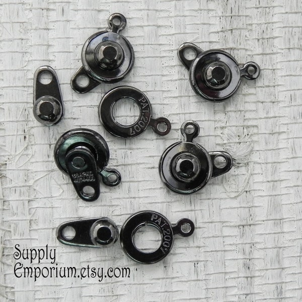 Ball Socket Clasp - 8mm Patented Clasp - Gunmetal Snap Clasp - Set of 6 - 2110F