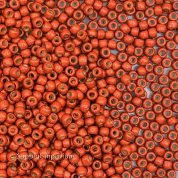 733 (10g) - 8/0 PermaFinish Matte Saffron Toho Seed Beads - Matte Galvanized Saffron Toho Seed Bead - Matte Burnt Orange - Toho PF562F