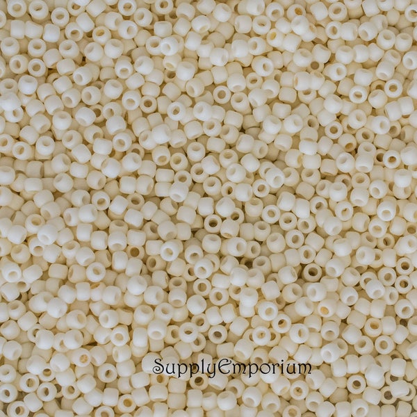 1783 (5g)   15/0 Opaque Pastel Frosted Egg Shell Toho Seed Bead, Toho 15-762 Frost Eggshell 15/0 Seed Beads